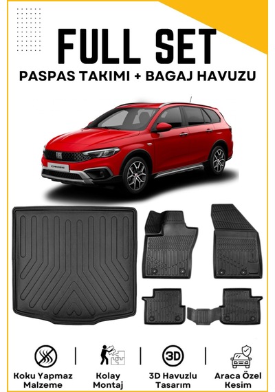 Fiat Egea Cross Wagon 2023-2024-2025 Model Alt Birebir Uyumlu Bagaj Havuzu+paspas Seti