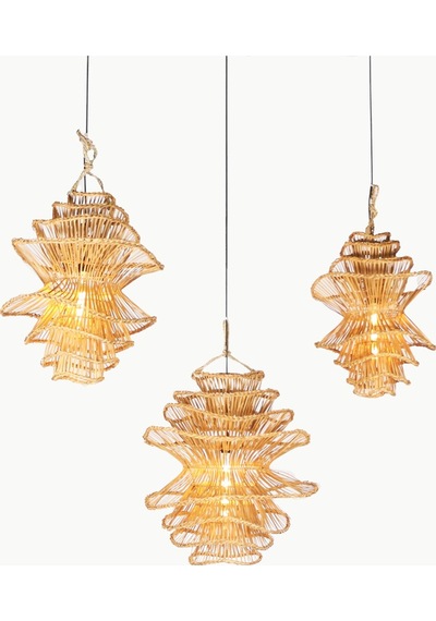Rattan Luna Aydınlatma 3'lü Set Naturel