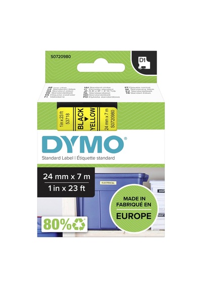 Dymo D1 Şerit 24 Mmx7mt Sarı/ Siyah 53718 Diğer