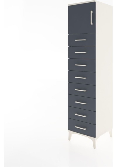 Hyperion Dolap Tek Raflı 8 Çekmeceli Tek Kapaklı 44x44x182 Aytaşı-antrasit Aytası