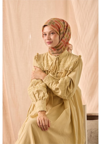Silk Home Soft Eşarp 73096-13 Bal Köpüğü, Yeşil, Koyu Turuncu, Çimen Yeşili