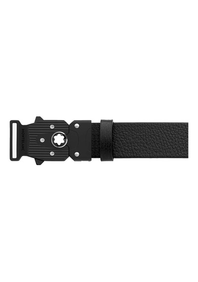 Montblanc M Lock 4810 Tokalı Grenli Siyah 35 Mm Deri Kemer 131167