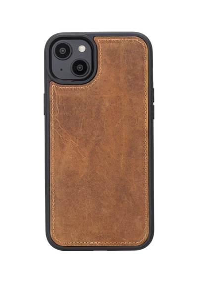 Plm Apple İphone 14 Plus Uyumlu Deri Cüzdanlı Kılıf Mwwn G19 Taba Acı Kahverengi