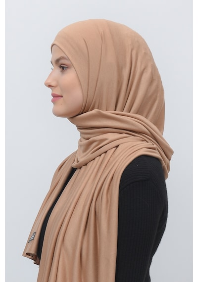 Altobeh Tesettür Kadın Düz Renk Penye Şal Hijab - Koyu Bej