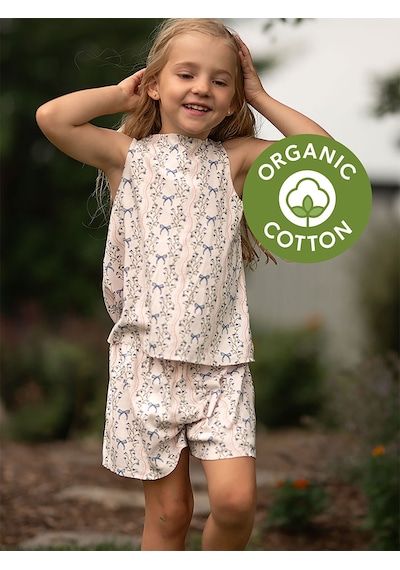Denokids Kurdele Bahçesi Boyunda Kurdele Detaylı Şortlu Set