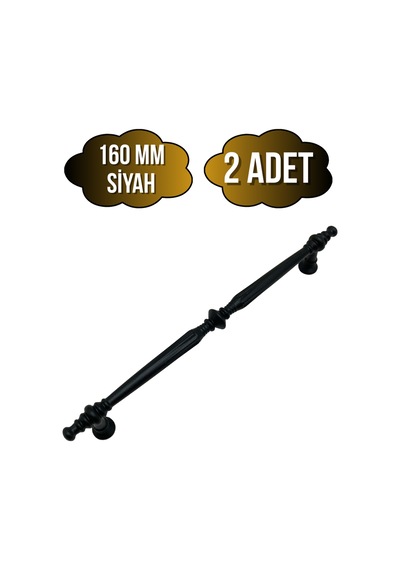 Muse Desenli Siyah Metal Dolap Kulpu Mobilya Ve Mutfak Dolap Kulpu Siyah 160mm 2 Adet Siyah