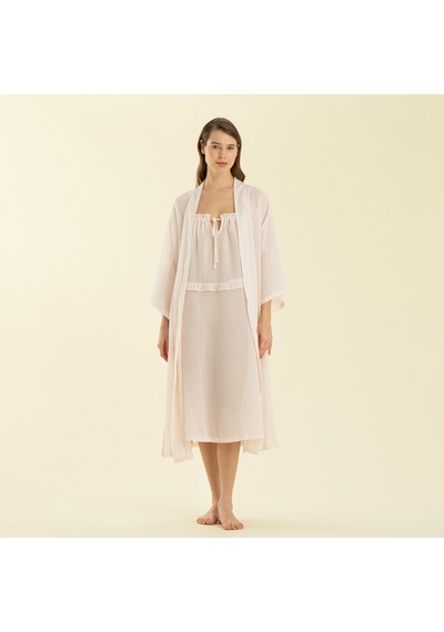 Chakra Elegant Sabahlık Beyaz/pembe
