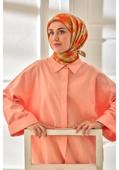Silk Home Velora Eşarp 161001-09 Yeşil, Turuncu, Gümüş, Kiremit