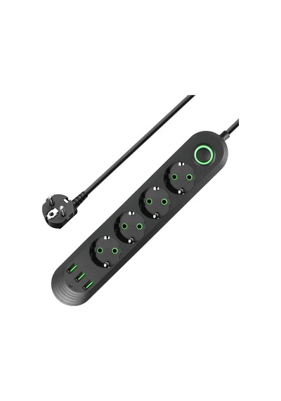 Akım Korumalı 4 Lü Priz 2 Usb 1 Type C Şarj Aleti 3000 Watt Priz - 902337205