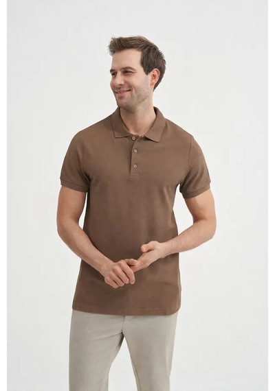 Cazador 46130 Erkek Kahverengi Polo Yaka Tshirt