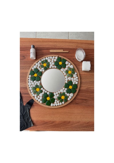 34x34cm Yuvarlak Pleksi Aynalı Yetişkin Mozaik Seti