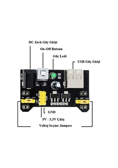 Mb-102 3.3v 5v Breadboard Güç Kaynağı Kartı 3.3v/5v Breadboard Güç Kartı Modülü Mb102