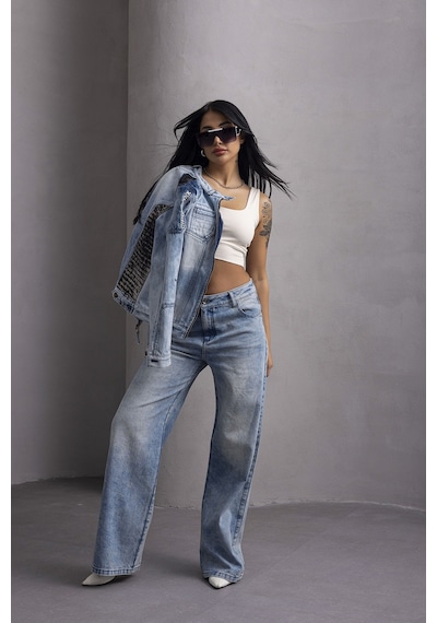 Wj233 Women Jeans Jacket Iceblue