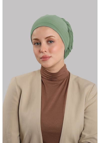 Hürrem Bone Yağ Yeşili Versa Kuyruklu Pratik Tesettür Bone Sandy Büzgülü 2515 36