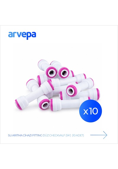 Arvepa Su Arıtma Cihazı 1/4" Düz Checkvalf 10 Adet - Geçmeli (Quick) Bağlantı