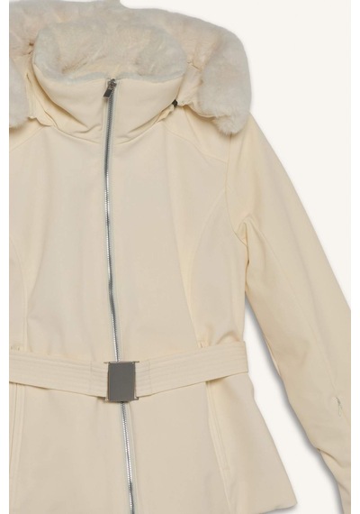 Defacto Su İtici Slim Fit Dar Kesim Kemerli Kapüşonlu Softshell Kayak Montu F3525ax25wnwt46 Beyaz-wt46
