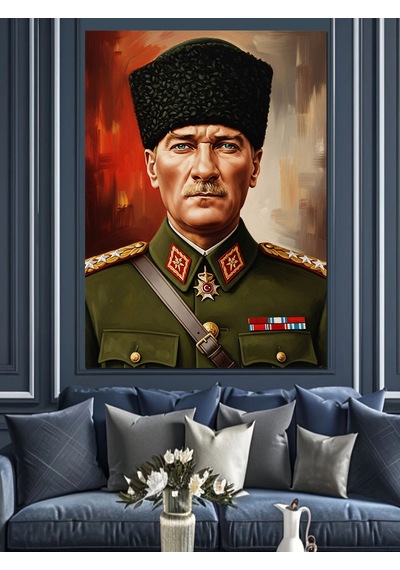 Ahşap Tablo Asker Üniformalı Mustafa Kemal Atatürk