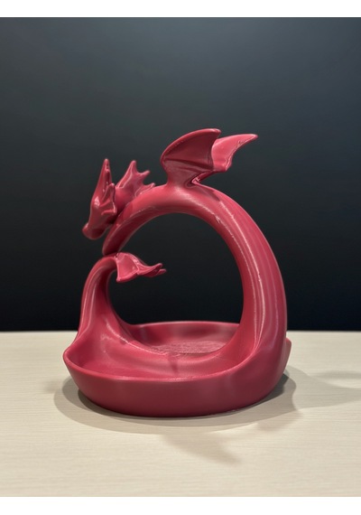 Ejderha Figürlü Tepsi - 3d Baskı Fantastik Dragon Organizer & Dekoratif Obje Bordo