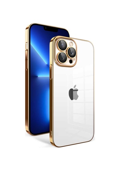 Zeyline Apple Uyumlu iPhone 12 Pro Kamera Korumalı Renkli Çerçeveli Zore Garaj Kapak-gold