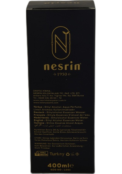 Nesrin 80 Derece Özel Seri Kutulu Pet Şişe Limon Kolonyası 400 ML