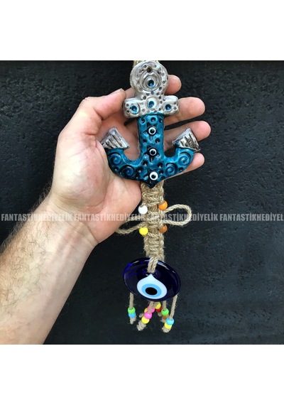 Çapa Nazar Boncuk Seramik Bahçe Balkon Kapı Duvar Süs Sarkaç