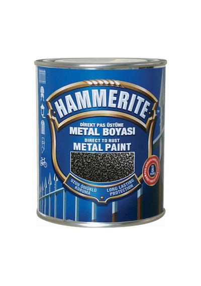 Hammerite Direk Pas Üstüne Metal Boyası 750Ml=1Kg Çekiçlenmiş Siy