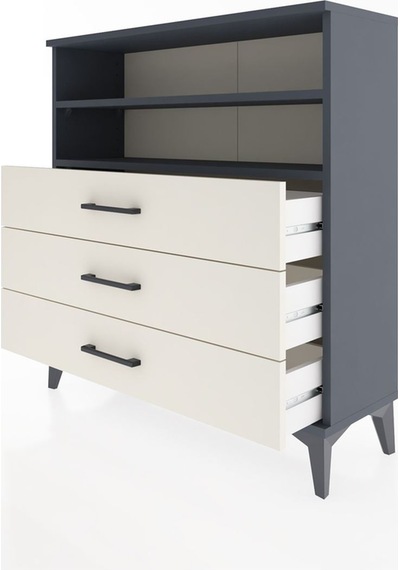 Arges Şifonyer 2 Raflı 3 Çekmeceli 88x30x96 Antrasit-aytaşı Antrasit
