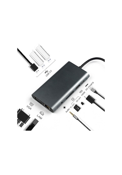 Valkyrie 10 In 1 Usb 3.0 Hdmı 4K Sd Apple Uyumlu MacBook Type-C Hub Çevirici Ç