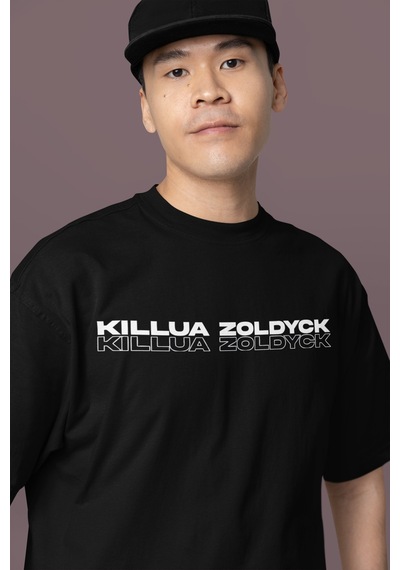 Hunter X Hunter Killua Zoldyck Sırt Baskılı Unisex Oversize Anime Siyah