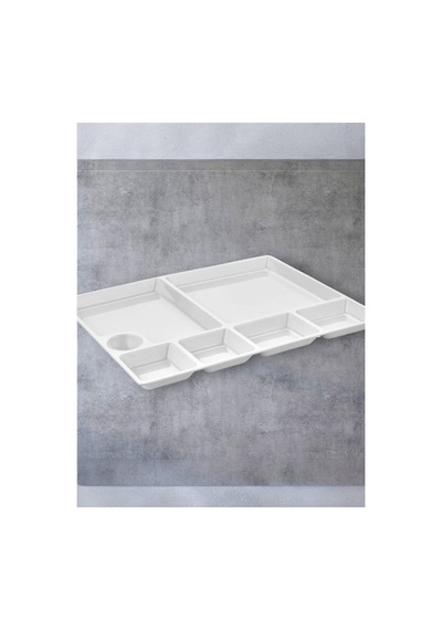 33x26 Cm Tabldot Kahvaltı Tabağı - Melamin Kırılmaya Dayanıklı Çok Bölmeli Ofis Servis Tepsisi Çok Renkli