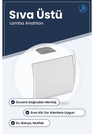 Sıva Üstü Anahtar Lamba Ev Banyo Mutfak Elektrik Tesisat Malzemes