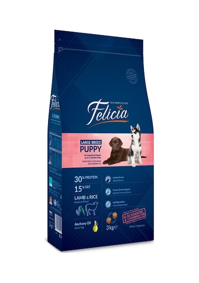 Felicia Düşük Tahıllı Kuzu Etli Büyük Irk Yavru Köpek Maması 3 KG
