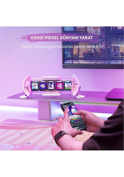 Ayrex Divoom Times Gate Pixel Art Bilgilendirici Ekran, Wıfı 5 Adet 128 128 Ips Ekran, Led Dijital Saat Işıkları Oy