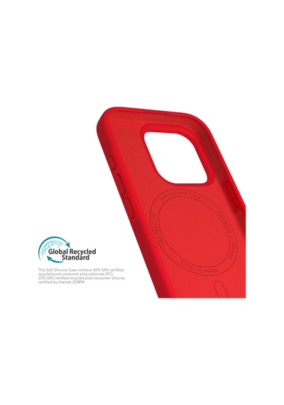 Vonmahlen Apple Uyumlu iPhone 16 Pro Magsafe Silikon Kılıf Kırmızı