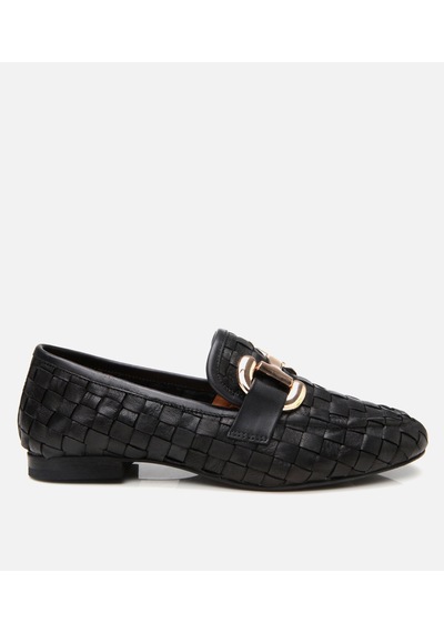 Hotiç Kadın Deri Bej Örgü Detaylı Tokalı Klasik Loafer