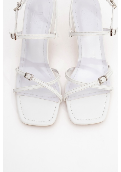 Luvishoes Luvi Shoes Nebel Beyaz Cilt Kadın Topuklu Ayakkabı Beyaz