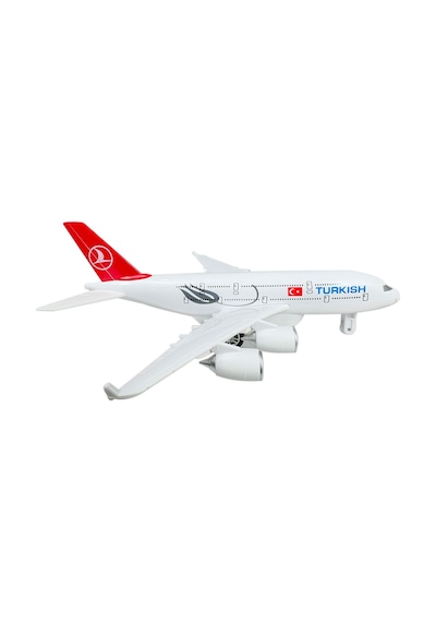 Airbus A380 Metal Yolcu Uçağı Çek Bırak Işıklı Sesli Metal Uçak Thy Turkish Yolcu Uçağı 22cm