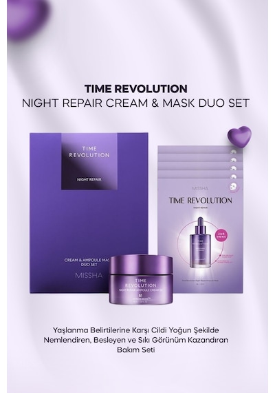 Bakım Kremi&5'li Maske Set Time Revolution Night Repair Cream&ampoule Mask Duo Set