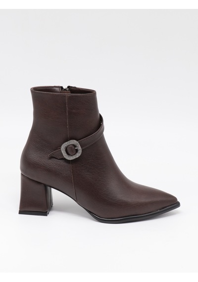 Nesilshoes Nesil Shoes Delux 815 Kahve Topuklu Kadın Kışlık Bot