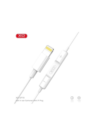 Xo Ep70 Apple Uyumlu iPhone  Mikrofonlu Kulak İçi Kulaklık - Ses Kontrollü Beyaz Kablolu Kulaklık Şeffaf