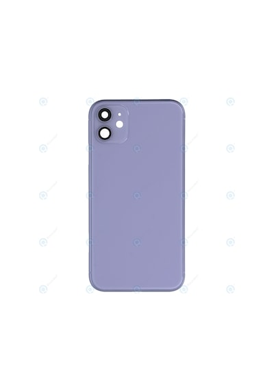 Apple Uyumlu iPhone 11 Logolu, Cam Arka Pil Kapağı - Lens Hariç Eflatun