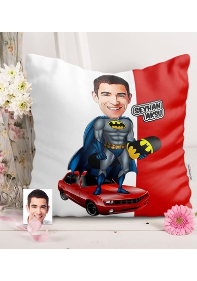 Kişiye Özel Batman Karikatürlü Saten Yastık