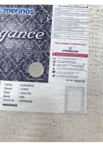 Merinos Halı Elegance 74423 096 Serisi Akrilik Salon Oturma Yatak Odası Halısı Gri - Krem