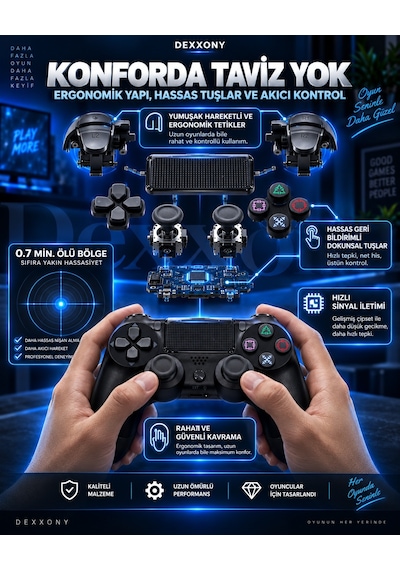 Premium Ps4 Uyumlu Oyun Kolu Kablolu&kablosuz Kullanım Bluetoothlu Bilgisayar Kol Gamepad Joystick