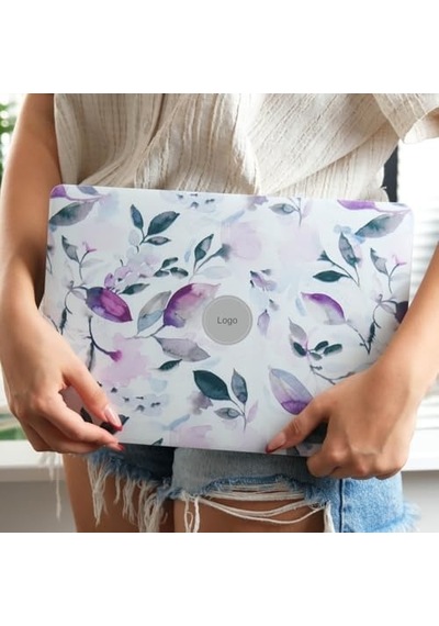 Macbook Air 13 İnç Kılıf A1369 A1466 Uyumlu Mor Çiçek Desenli Hard Case Sert Koruyucu Kapak Floral Printed Laptop Case 2010-2017 Beyaz