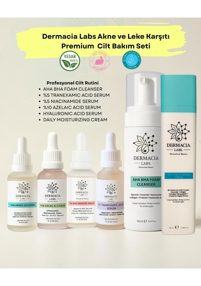 Premium Cilt Bakım Seti, Leke Ve Gözenek Karşıtı,%5 Traneksamik+%10 Azelaik+%5 Niacinamide