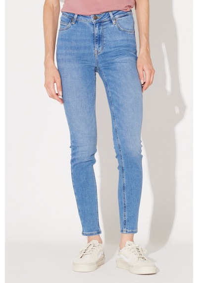 Lee Foreverfit Skinny Fit Dar Kesim Yüksek Bel Çok Dar Paça Mavi Kadın Esnek Jean Denim Kot Pantolon L32SOVD44 Açık Mavi