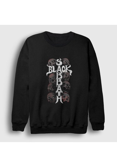 Presmono Unisex Skulls Black Sabbath Sweatshirt Siyah