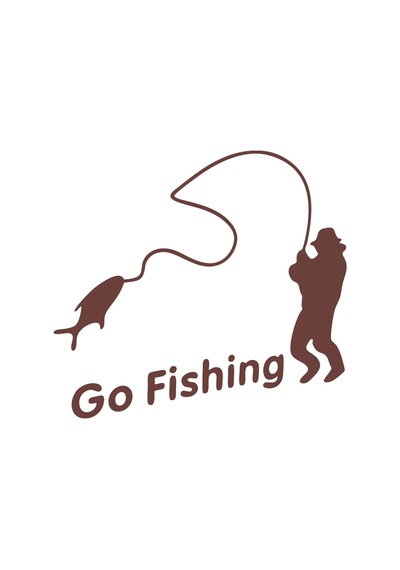 Go Fishing Araba Sticker 17x17 Cm Kahverengi