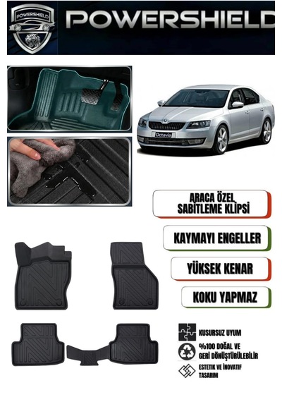 Skoda Octavia 2013-2019 Araca Özel 5d Premium Havuzlu Oto Paspas Takımı 1 Powershıeld Skoda Octavia 2013-2019 Araca Özel 5d Premium Havuzlu Oto Paspas Takımı